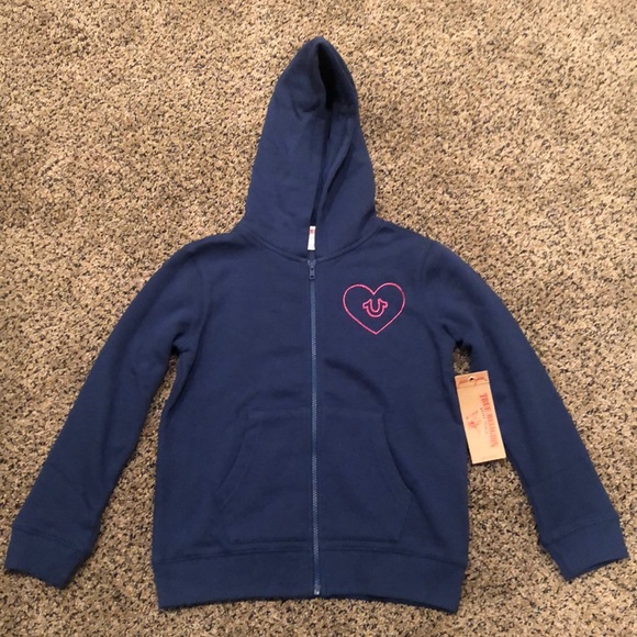 Girls True Religion Blue zip up sweatshirt - Picture 1 of 7